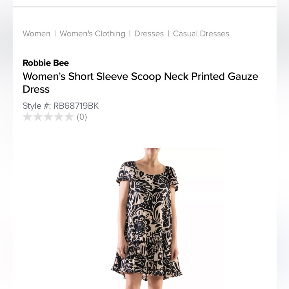 Robbie Bee Black and Cream Floral Dress medium